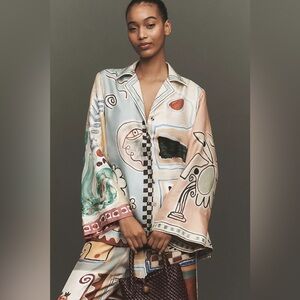 Alemais ALÉMAIS Michelle Silk Buttondown Shirt $540 New without tag